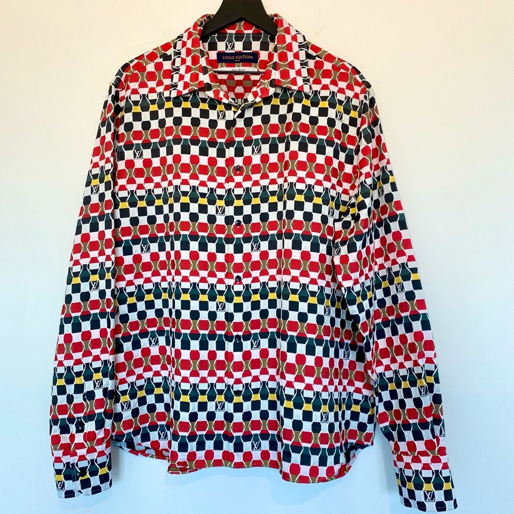 Louis Vuitton Virgil Abloh Shirt Amen Break LV Logo Button Up Mens Size XL Red - Picture 1 of 15